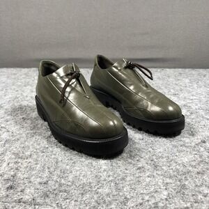 Paul Green Shoes Womens Size 7.5 Green Leather Lace Up Oxford Vibram Comfort
